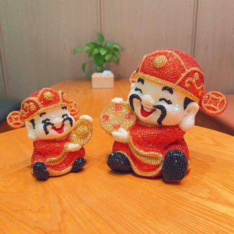 财神爷diy贴钻存钱罐桌面办公室工位装饰招财满钻摆件2024新年礼