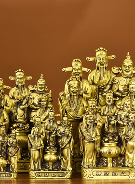 纯黄铜财神爷大号佛像五路财神聚宝盆财神像店铺公司开业送礼品