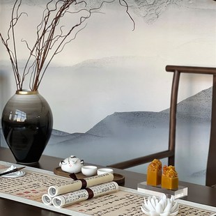 侘寂风摆件氛围感禅意中式软装压纸镇尺一对书卷道具书房卷轴套装