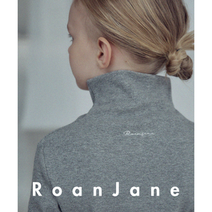 韩国RoanJane童装新款儿童长袖t恤灰色半高领秋冬女童上衣打底衫