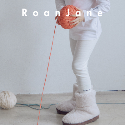 RoanJane儿童保暖裤白色刺绣长裤