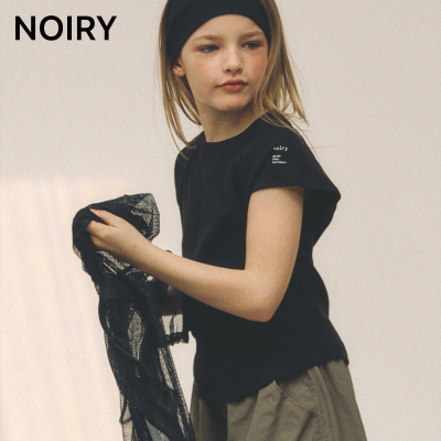 Noiry黑色圆领短袖修身T恤女
