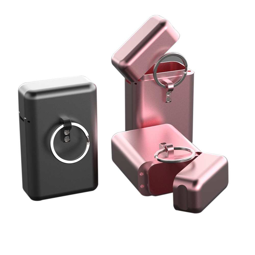 BOSMAA汽车钥匙屏蔽盒子KB022带环扣铝制金属转轴翻盖磁铁吸合盒