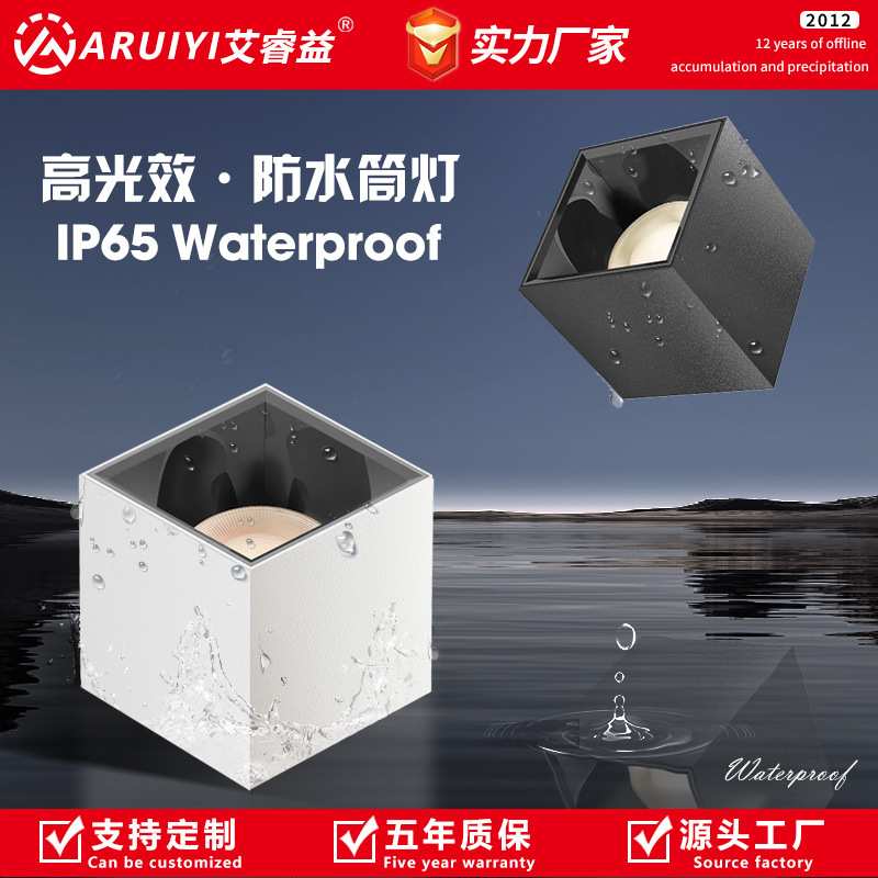 明装防水筒灯 户外阳台厨房家用卫生间天花射灯ip65高光效射灯