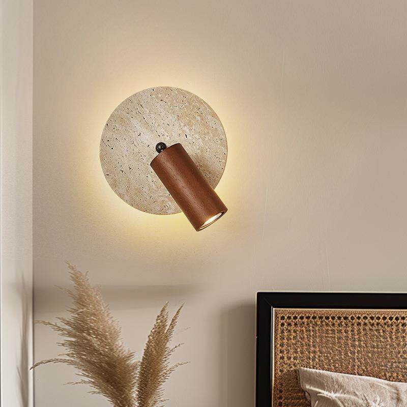 日式侘寂风客房卧室床头射灯中古风书房可旋转护眼阅读壁灯casagd