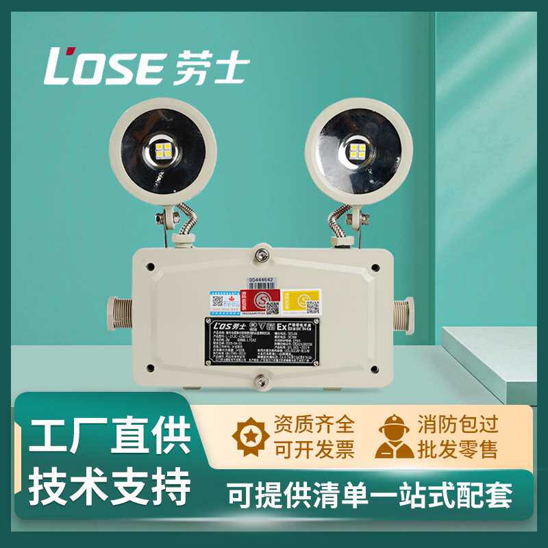 劳士照明 防爆型矿用灯 双头应急灯A型集中电源加油站照明灯