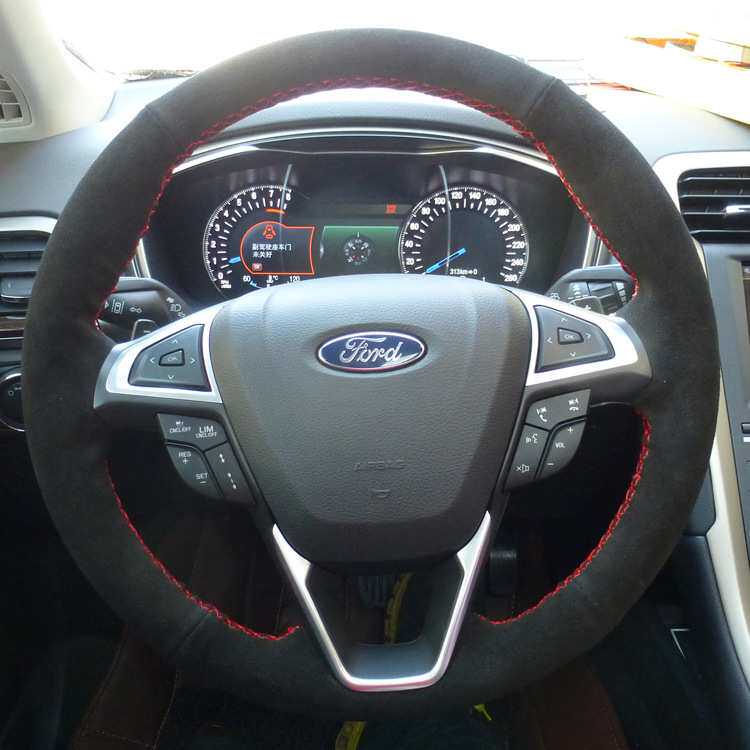 适用福特蒙迪欧手缝方向盘套翻毛反绒汽车方向盘套厂家一件代发