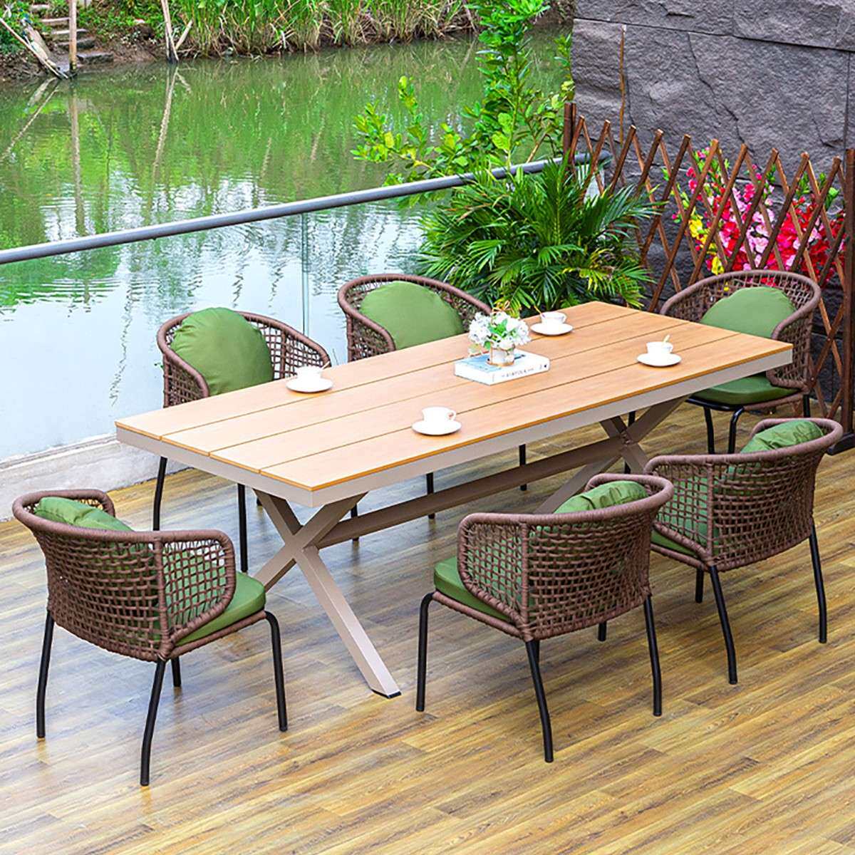 户外桌椅组合室外庭院餐饮店奶茶咖啡店外摆藤椅阳台靠背餐桌椅子