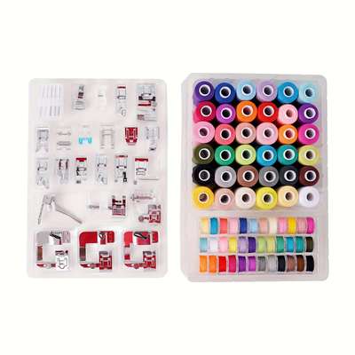 新款99件缝纫线压脚套装带常用压脚36色缝纫线配套定色梭芯套装