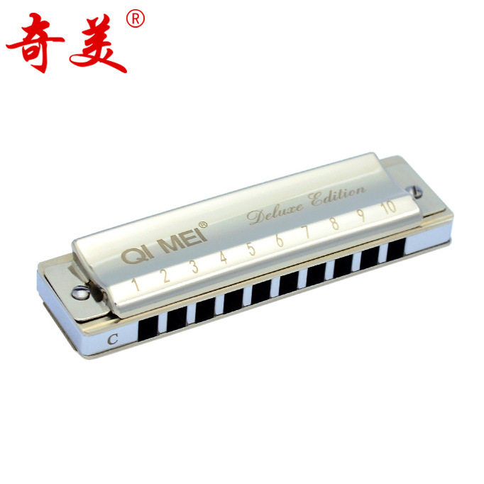 奇美布鲁斯口琴10孔全金属琴格铜格版珍藏版十孔高档蓝调口琴