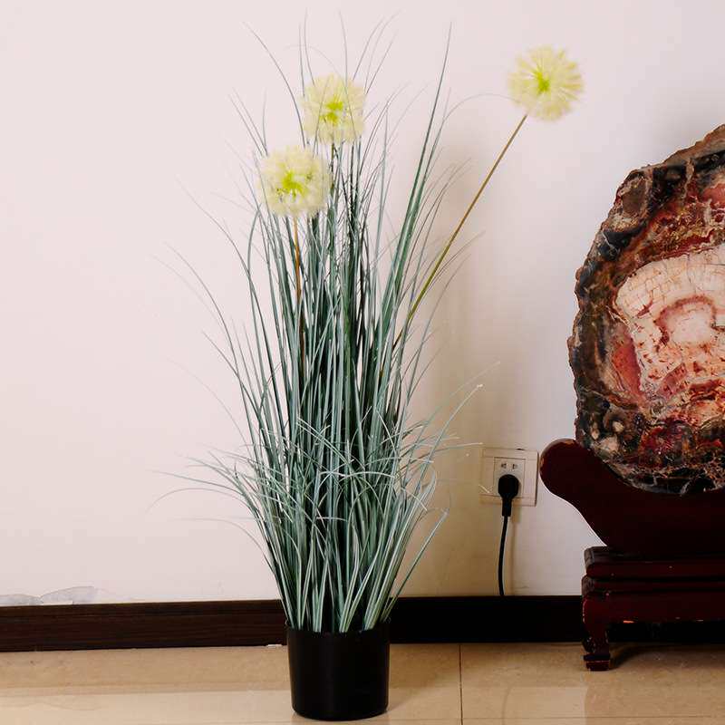 蒲公英盆栽植物装饰假花摆件 客厅大型芦苇草干花落地摆设仿真花