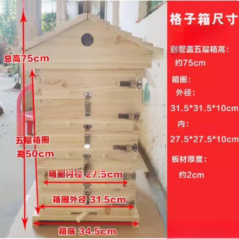 蜜蜂箱格子箱中蜂土养格子箱蜜蜂养殖工具诱蜂桶全套杉木烘干煮蜡