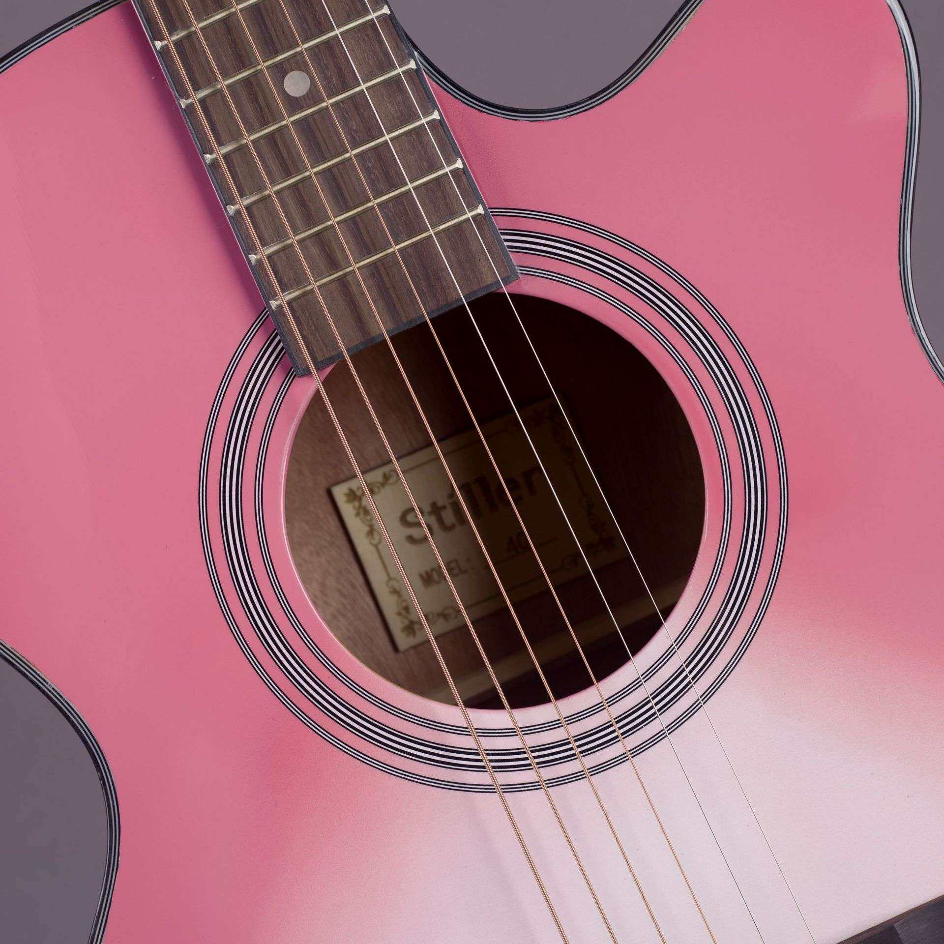 40寸亮光民谣吉他 云杉沙比利guitar粉蓝色木吉他无标A桶原声乐器