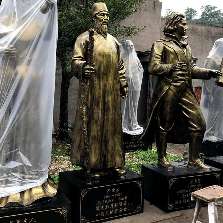 学校历史名人名像现代画家齐白石书法家铸铜人物雕像铸铜人物雕塑