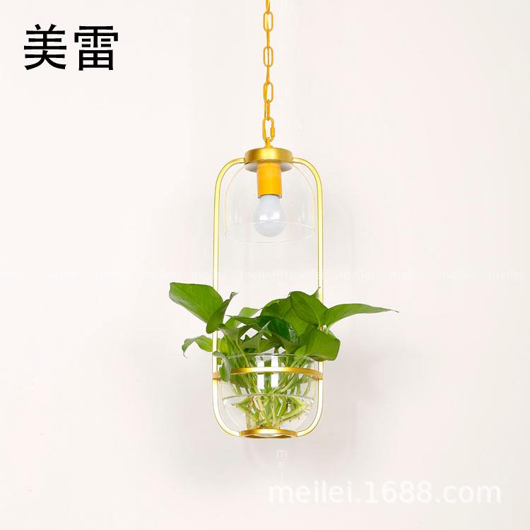 工业风餐厅灯北欧创意现代简约吧台家用餐桌个性三头绿植物小吊灯