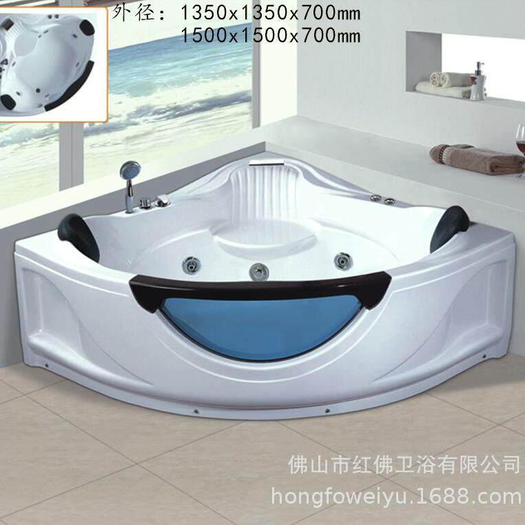 双人扇形情侣浴池三角钻石形成人浴盆家用小户型转角浴缸