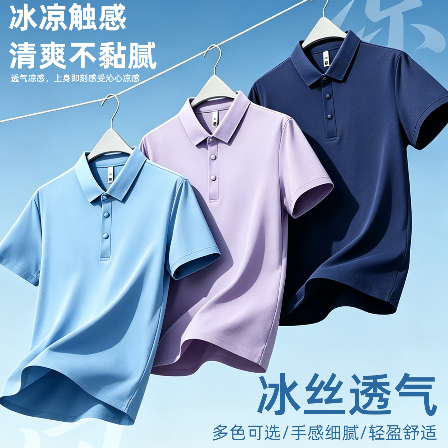 夏季冰丝POLO衫短袖定制印logo速干T恤企业团体工作服翻领文化衫