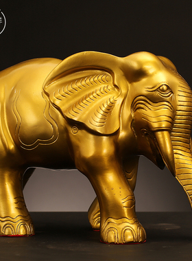全黄铜吸水大象工艺品摆件一对客厅玄关酒柜装饰大号家居桌面饰品