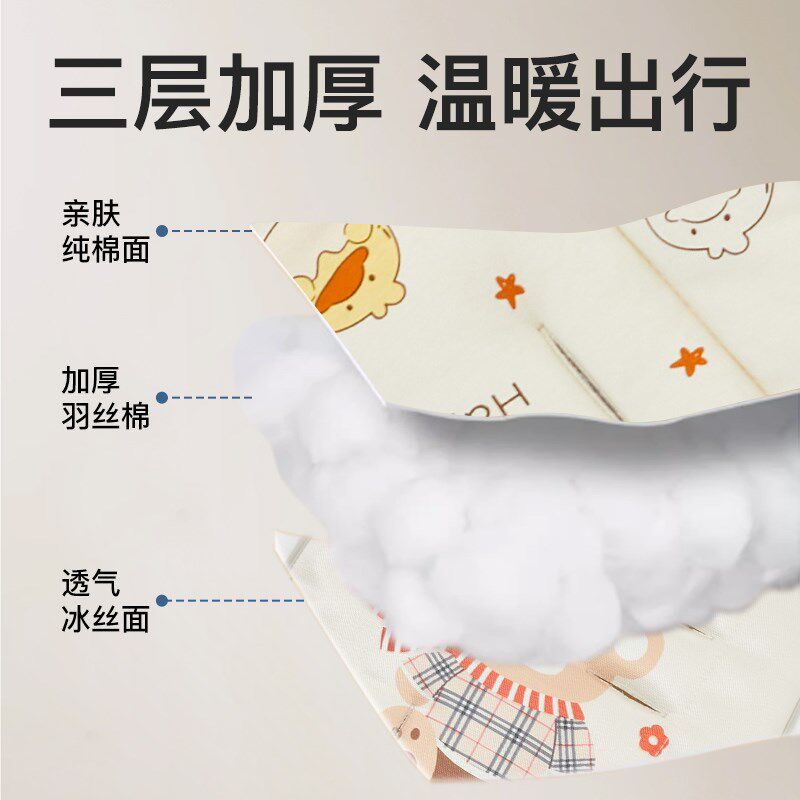 婴儿车垫子秋冬推车坐垫棉垫遛娃神器通用躺垫宝宝餐椅护脊垫软垫