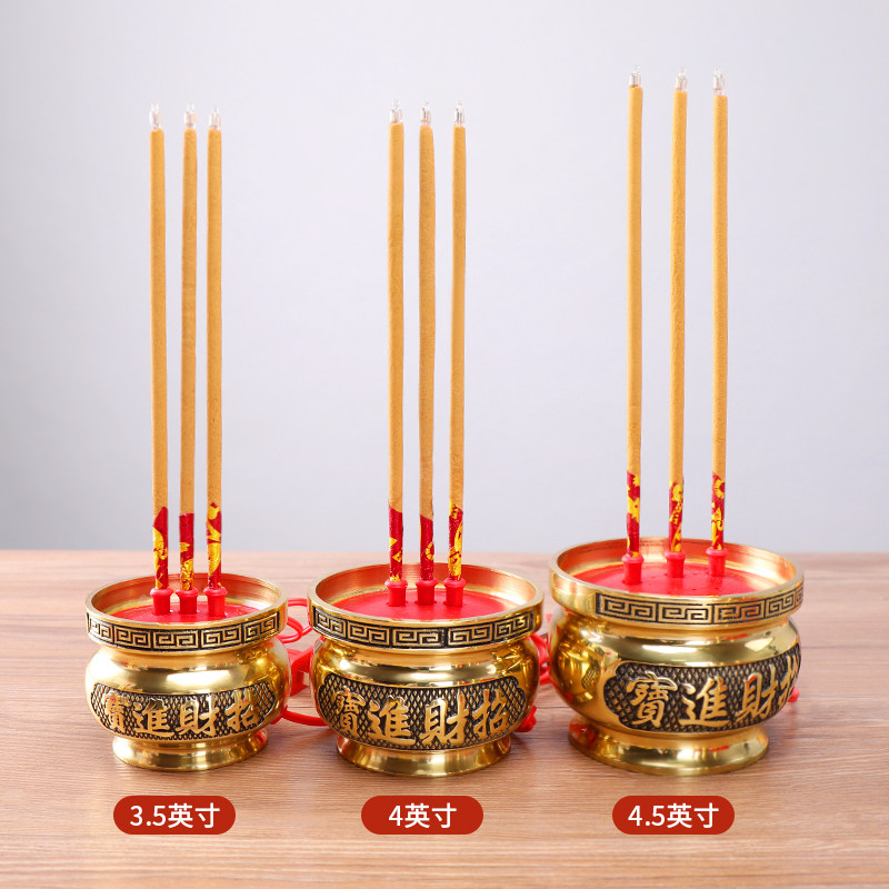 电蜡烛台 纯铜供奉菩萨 家用室内供桌烛灯香炉带烛台led套装香 桌