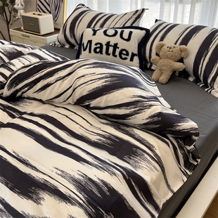 床上用品四件套夏季 全BL 纯水洗棉床单磨毛被套学生宿舍单人三件式