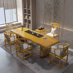 茶桌椅组合实木大客厅茶几原木禅意办公室泡茶台现代家用桌