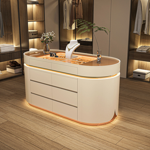 简约现代主卧室收纳柜黑色首饰中岛柜展示柜衣帽间实木抽屉柜斗柜