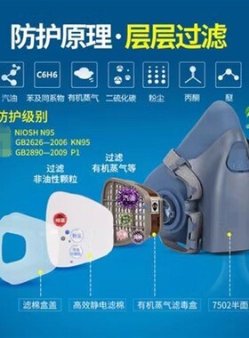 M7502防毒面具口罩活性炭防护面罩喷漆专用化工防尘工业粉尘
