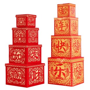 春节礼盒装饰品摆件元旦橱窗道具酒店商场布置用品新年堆头礼物盒