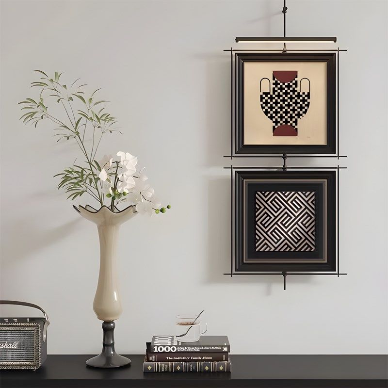 高级感侘寂风金属吊杆壁灯挂画酒店餐厅走廊复古简约装饰氛围灯画