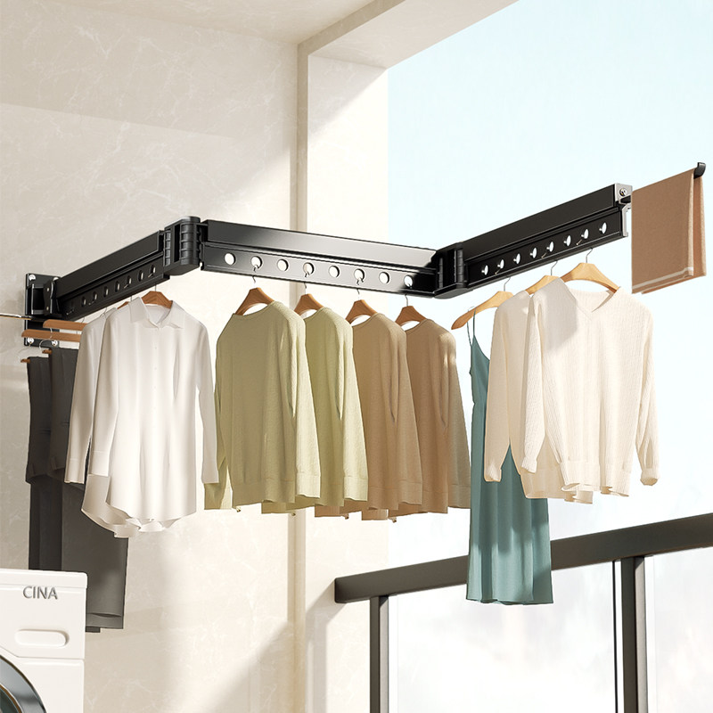 折叠晾衣架晾衣神器阳台隐形伸缩晾衣杆家用凉衣架隐藏式壁挂式,收纳整理,置地/升降晾晒衣架,淘宝优惠券,粉丝福利购,淘宝优惠卷