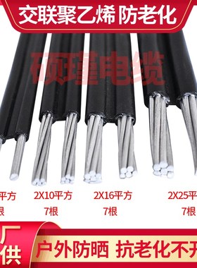室外防老化电线家用电源线两芯铝线国标16/10平方毫米农网进户线