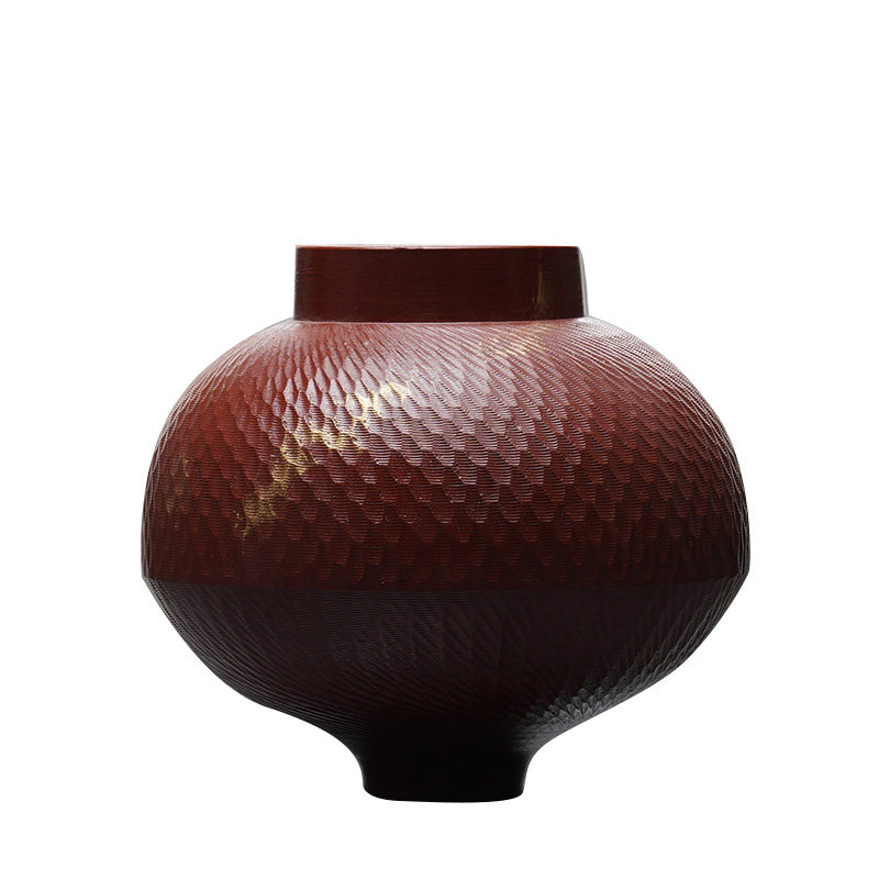 新中式创意复古鳞纹红色喜庆花瓶摆件样板间室内桌面插花花器软装,家居饰品,花瓶,淘宝优惠券,粉丝福利购,淘宝优惠卷