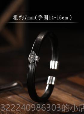 正品樱花[木竹]S925纯银野生无节鸡藤藤女用手炼男天然钻血石藤玩