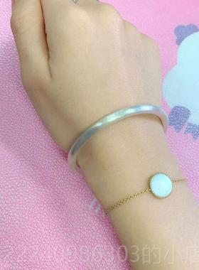 正品足银999镯款光面实心闭口拉手丝传承古法手纯银情侣手环工女