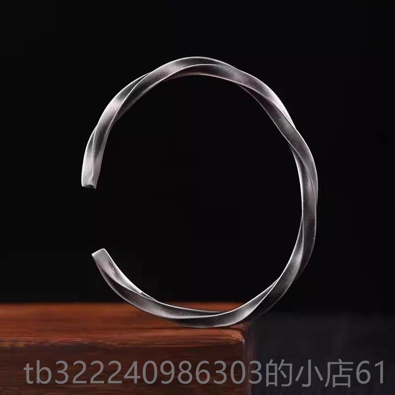 正品999纯银M?biu戒指手镯男士朴素戒指覆古民族s风格生的日男礼