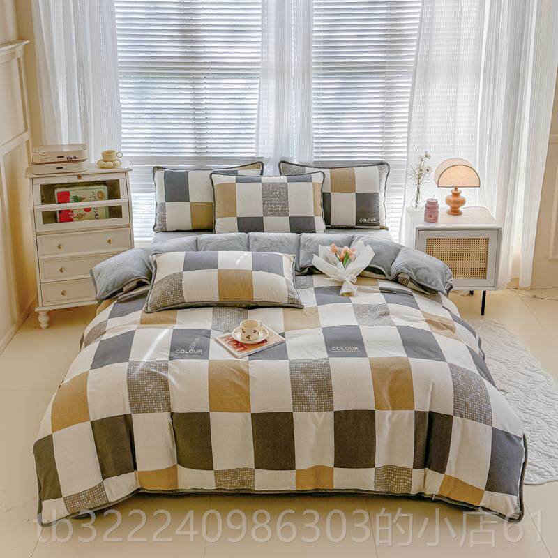 正品冬季ab面纯棉珊瑚绒四件套一面2面302x3兰0单加绒定做法绒床