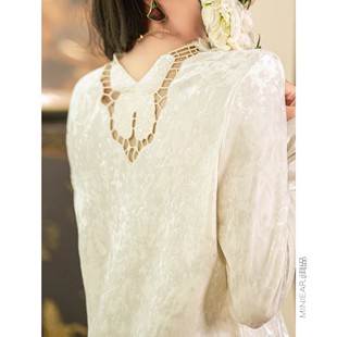 小耳出品萣制斑驳丝绒/重工蝴蝶镂空钩花/加绒加厚 百搭长袖上衣