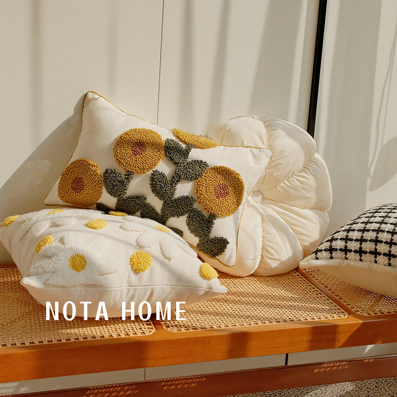 花朵抱枕美式靠枕田园风靠垫客厅沙发汽车腰枕轻奢抱枕套长条抱枕