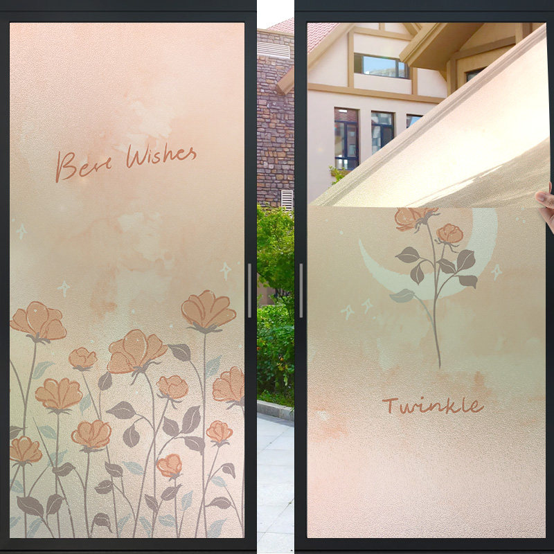 卫生间窗户玻璃贴纸防窥防走光玫瑰花粉色玻璃窗防窥膜透光不透人,家居饰品,玻璃膜/贴,淘宝优惠券,粉丝福利购,淘宝优惠卷