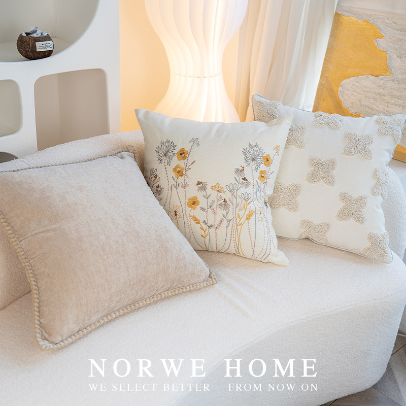 刺绣抱枕花朵田园风客厅沙发靠枕组合枕套枕芯可拆洗卧室床头靠垫,居家布艺,靠垫/抱枕,淘宝优惠券,粉丝福利购,淘宝优惠卷