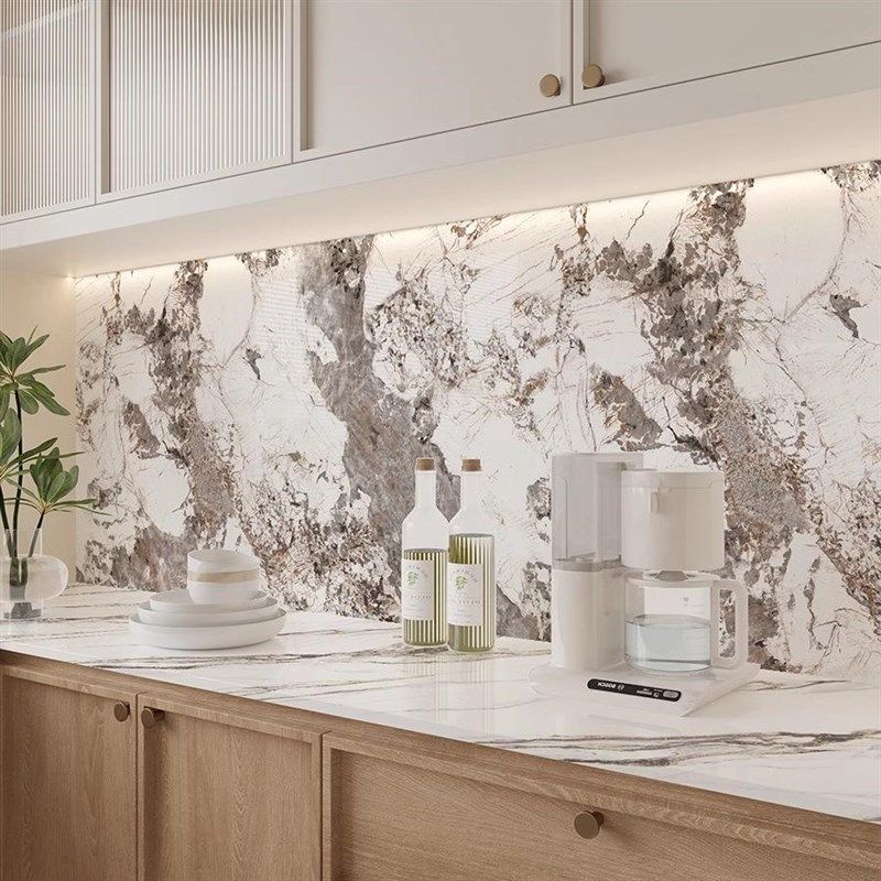 岩板轻奢加厚大理石贴纸自粘防水厨房防油餐边柜子翻新背景墙壁纸,家居饰品,软装墙贴,淘宝优惠券,粉丝福利购,淘宝优惠卷