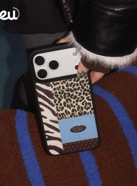 seeu复古野调原创手机壳苹果iphone17promax豹纹拼色个性轻奢防摔保护套壳