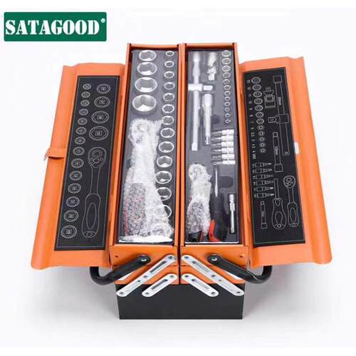 汇通85件工具箱及工具组套SATAGOOD源通85PC扳手套筒钳子综合套装