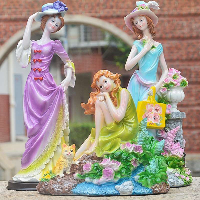家居装饰品美女摆件桌面博古架酒柜家居美陈雕塑树脂工艺品现货