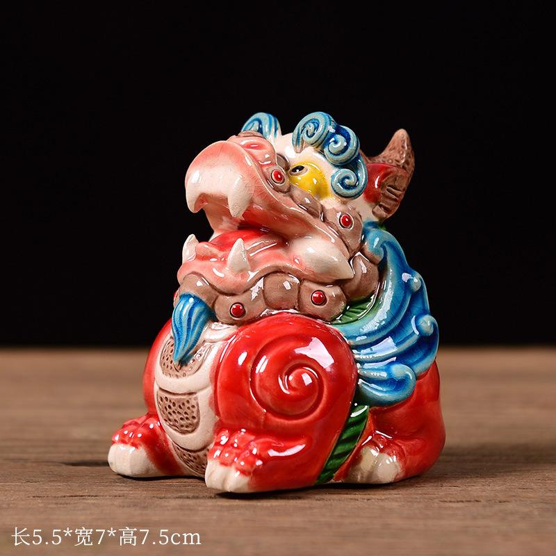 创意 彩陶茶宠 金蟾貔貅彩陶工艺品 喷水茶玩茶宠摆件 茶道配精品