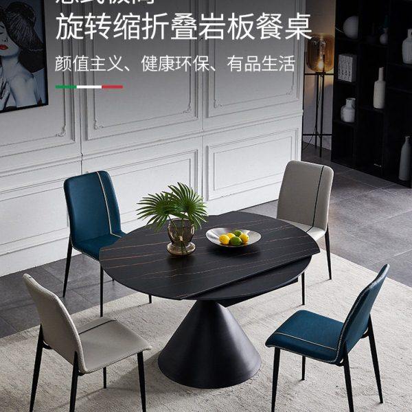 意式轻奢耐高温岩板旋转伸缩餐桌方圆两用家用小户型吃饭桌椅组合,住宅家具,岩板餐桌,淘宝优惠券,粉丝福利购,淘宝优惠卷
