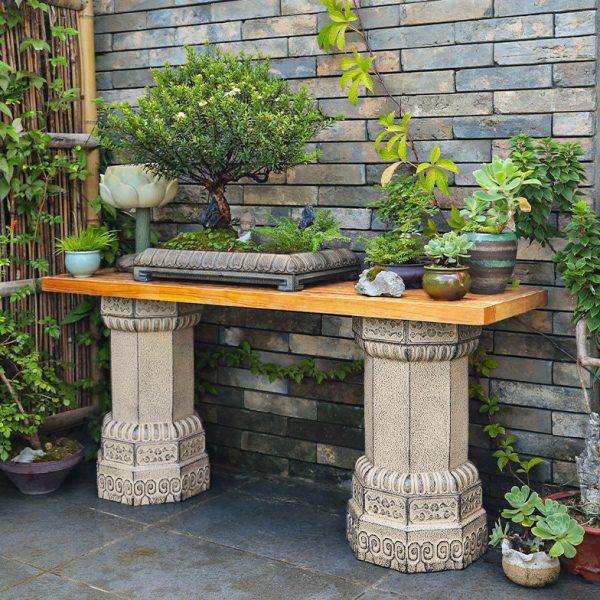 汉韵堂中式庭院装饰摆件仿古石墩园艺造景装饰品户外创意实木花架,家居饰品,户外/庭院摆件,淘宝优惠券,粉丝福利购,淘宝优惠卷