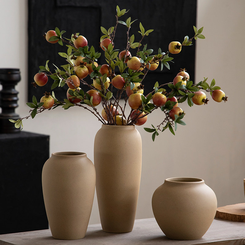 复古手工陶瓷花瓶插花干花陶罐子水培摆件侘寂风玄关民宿酒店装饰,家居饰品,花瓶,淘宝优惠券,粉丝福利购,淘宝优惠卷