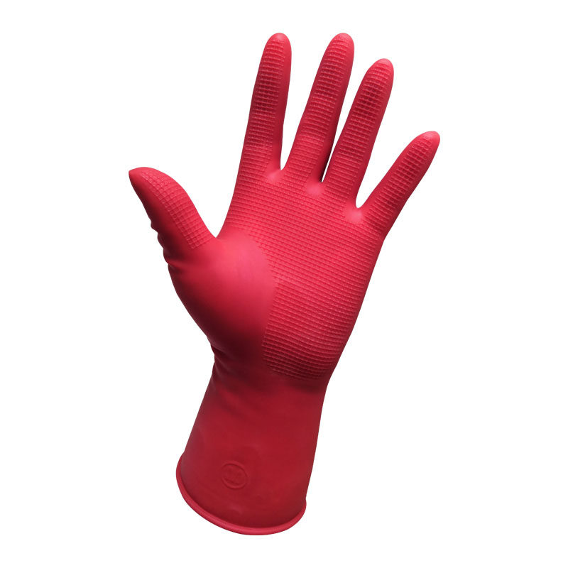 贴手型短款家务清洁乳胶手套女洗碗厨房家用防水防滑耐用型10双装